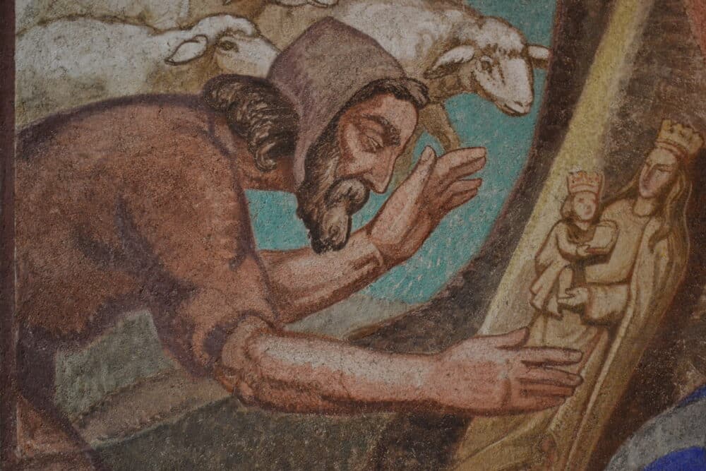 détail d’une fresque d’Emile Flamand, chapelle Notre-Dame de Moyenpont